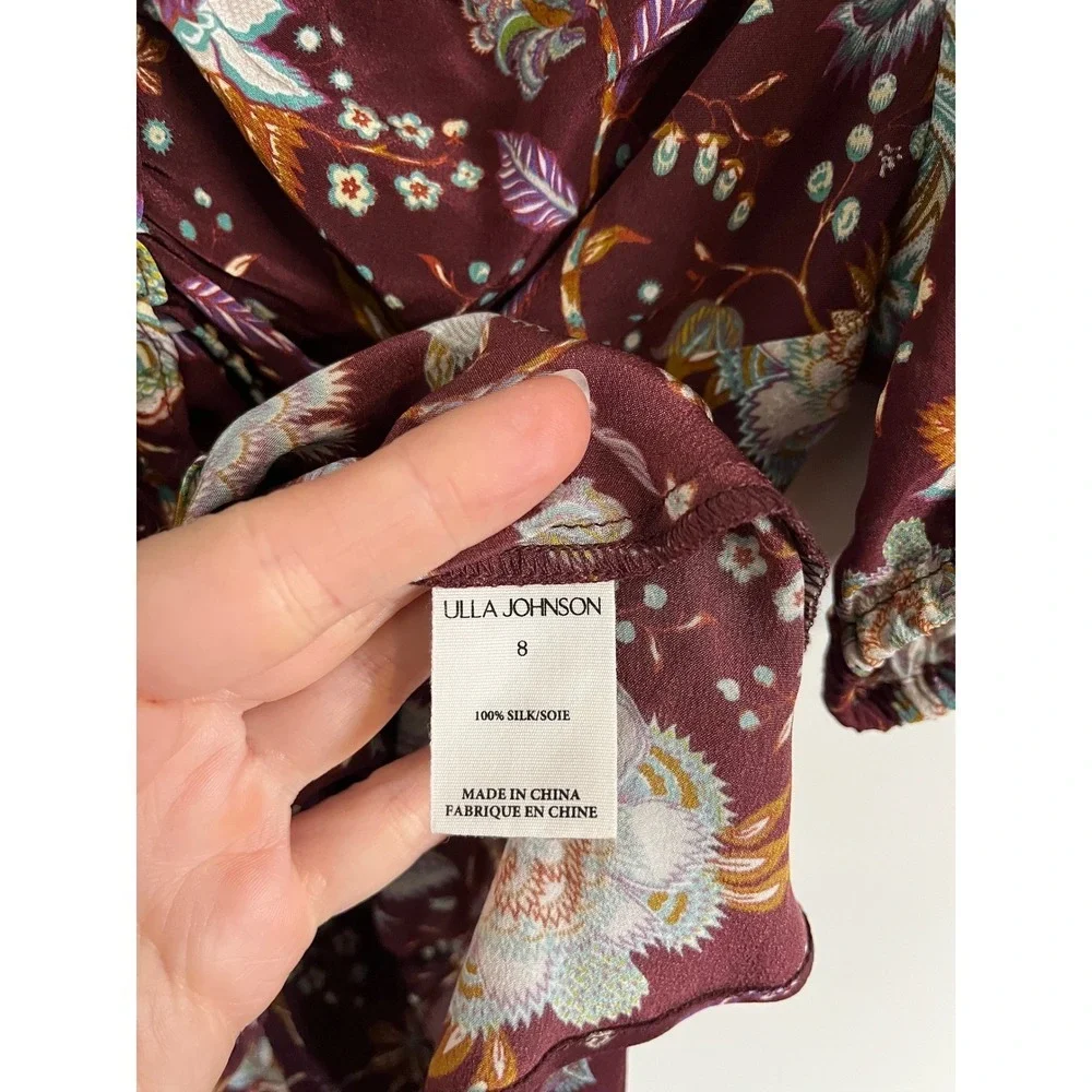 ULLA JOHNSON Elise Ruched Silk‎ Blouse